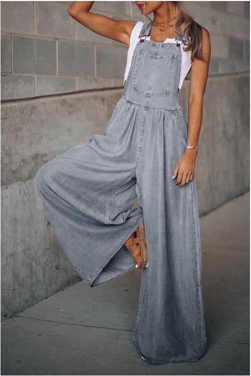 URA - Vintage Wide Leg Fashion Jumpsuit