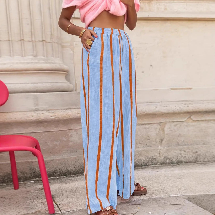 CHARO – Comfy Striped Wide-Leg Lounge Trousers