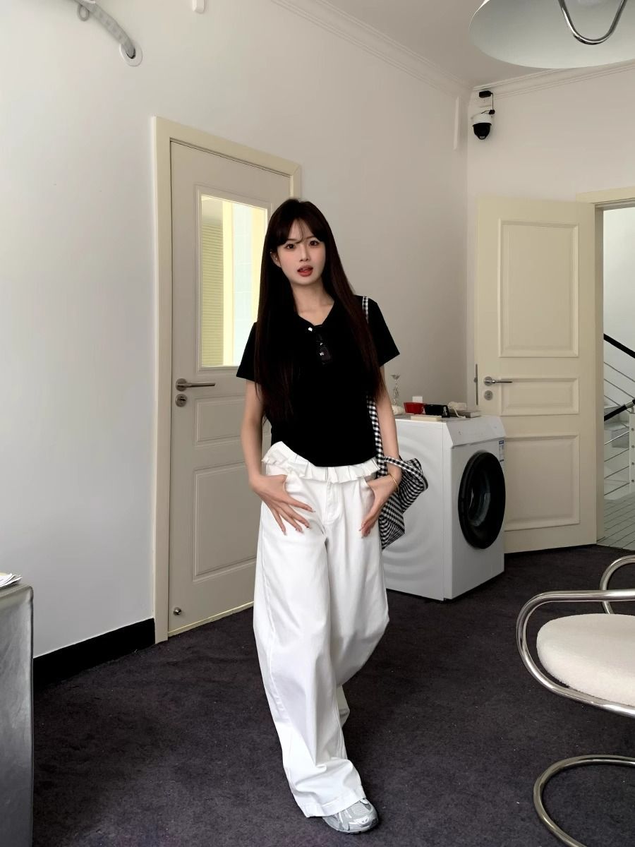 PAISLEY – Elegant Lace-Trimmed Wide-Leg Jeans