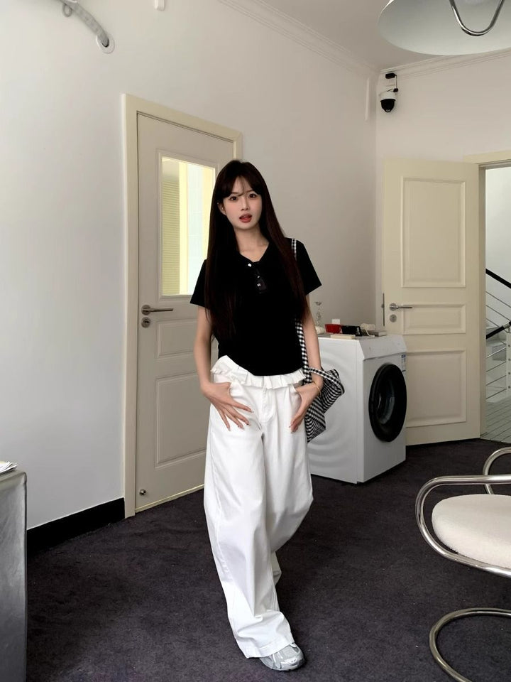 PAISLEY – Elegant Lace-Trimmed Wide-Leg Jeans