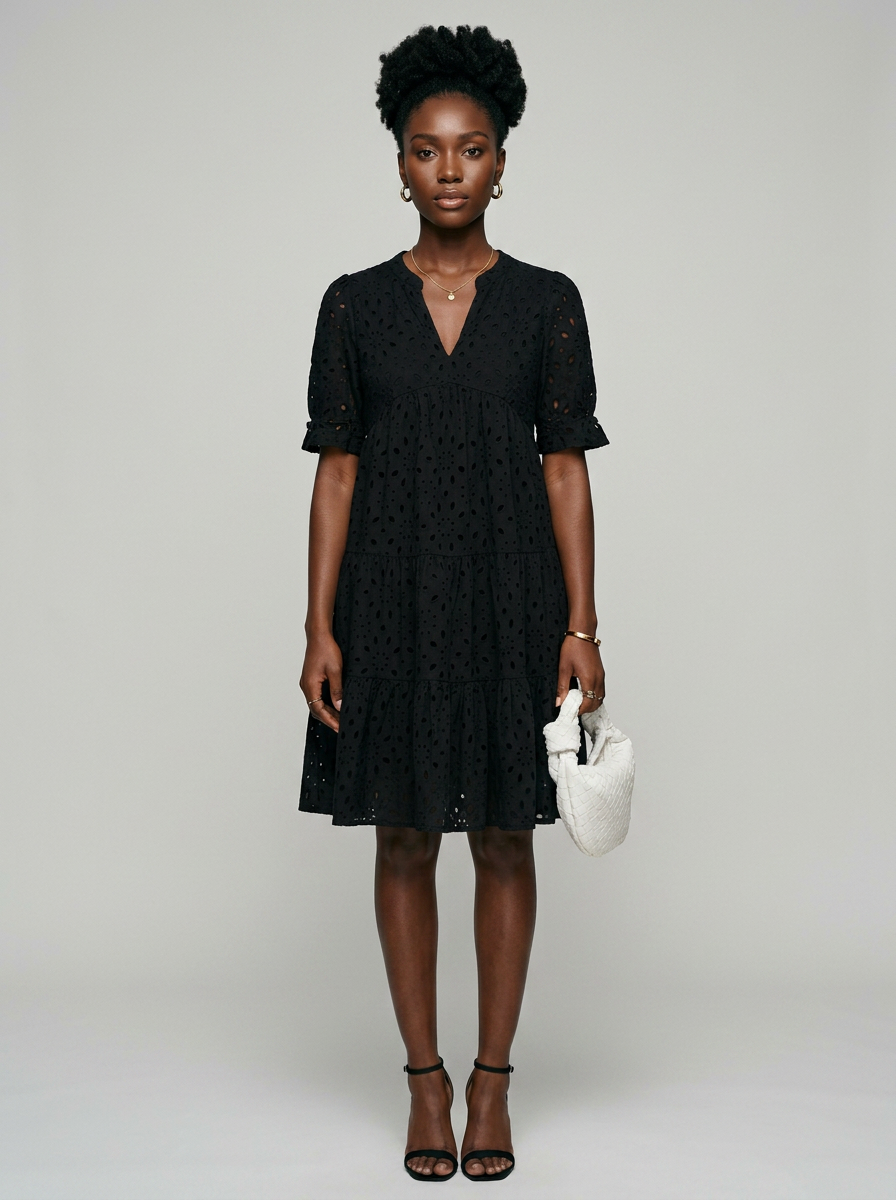 BELLE ruffle summer dress in black