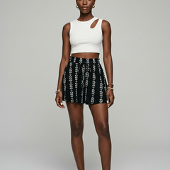 LIWAYWAY - Casual Lightweight Summer Print Shorts in Black