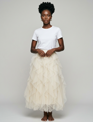 AZELITH | Elegant Relaxed Skirt in White