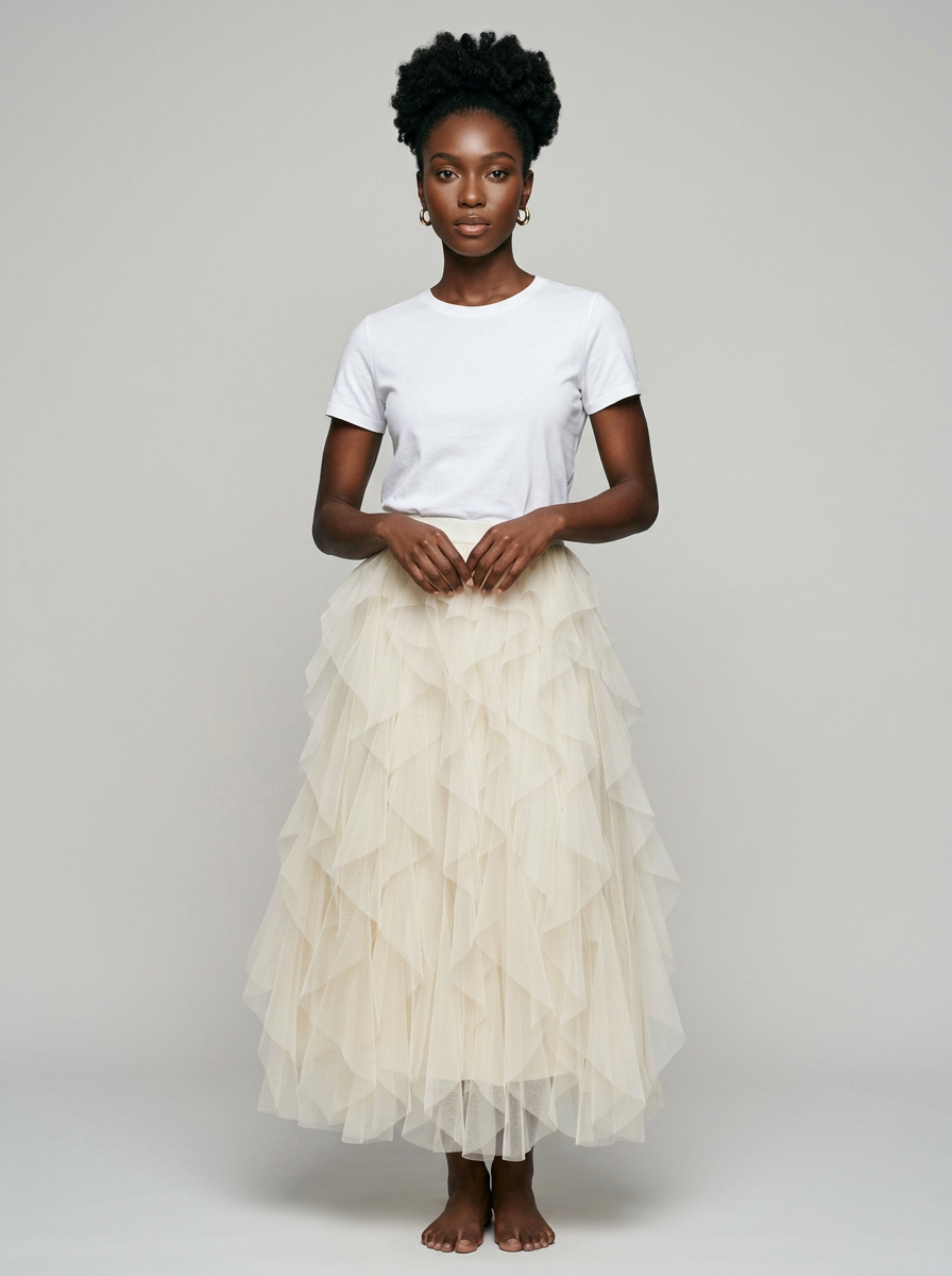 AZELITH | Elegant Relaxed Skirt in White
