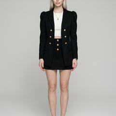 MAGDA - Elegant Two-Piece Blazer & Skirt Set in Black