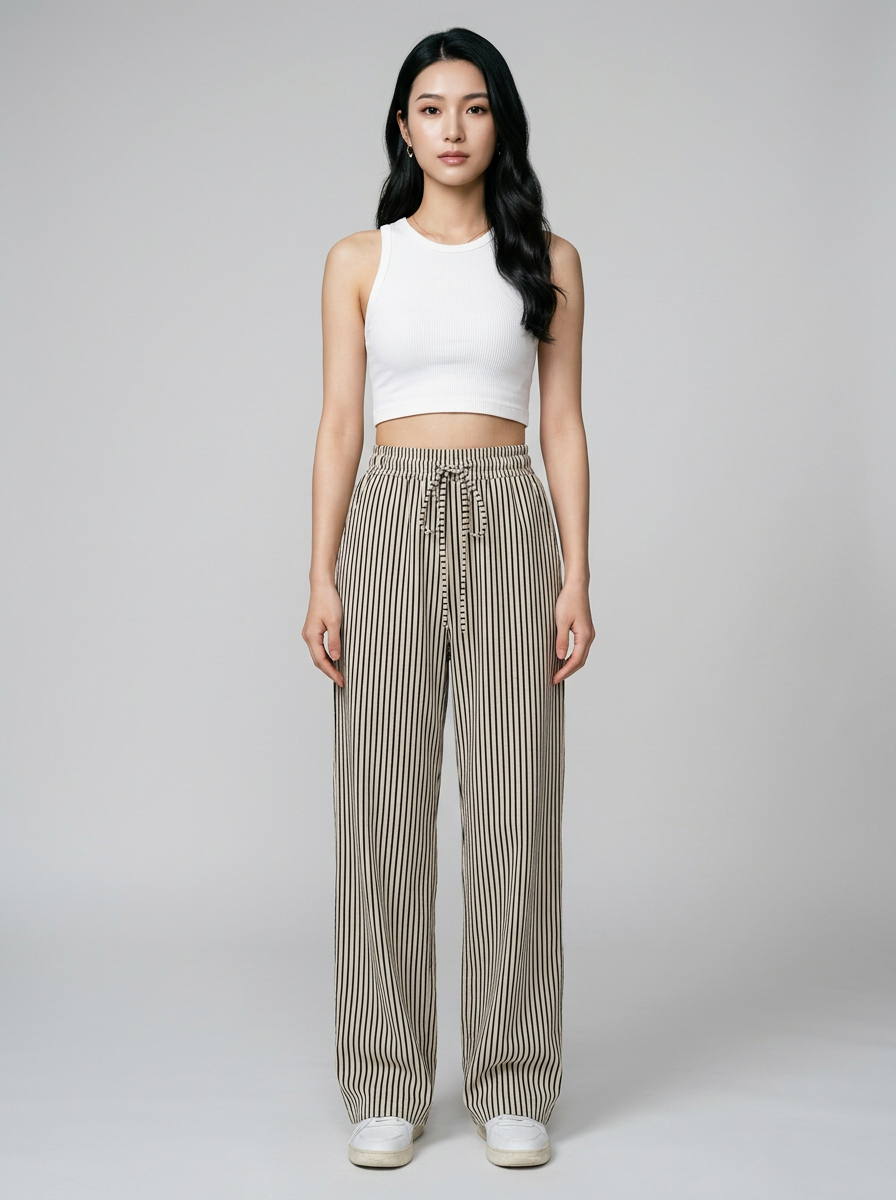 TAITE - Summer Striped Relaxed Fit Shorts in Black