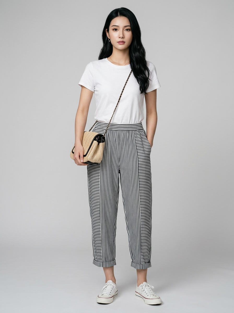 Black FLORIANE boho stripe pants