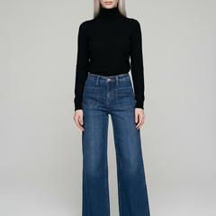LOVIA Classic Retro Slim Fit High Waist Jeans in Dark Blue
