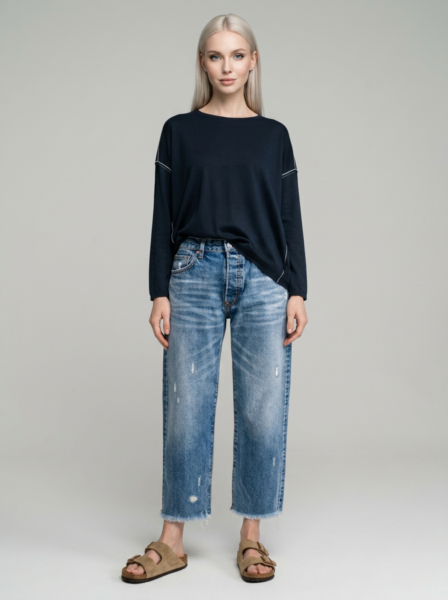 ANASTASIA Retro Straight Leg Jeans in Classic Blue