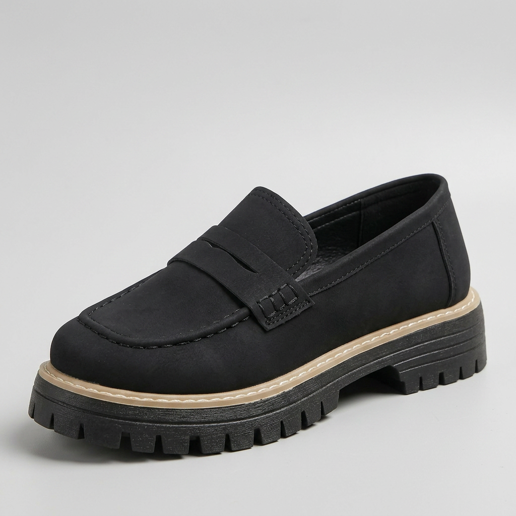 LIYA Classic Slip-On Breathable Loafers in Black