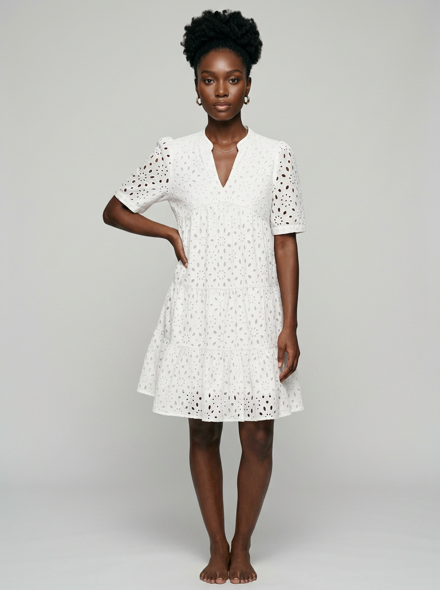 BELLE ruffle summer dress in white
