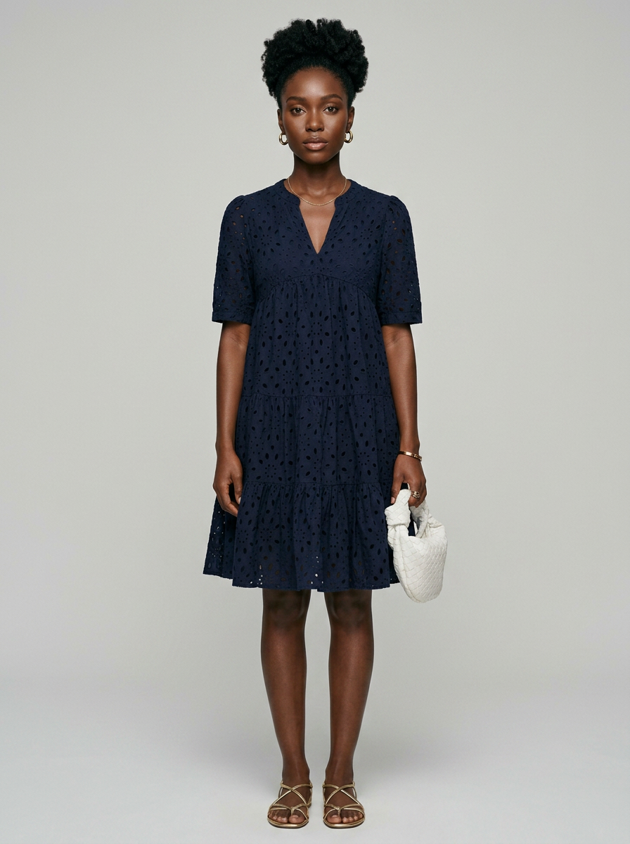 BELLE ruffle summer dress in navy