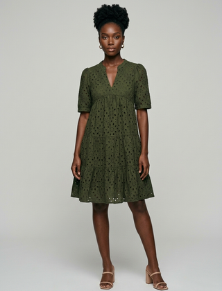 BELLE ruffle summer dress in dark green
