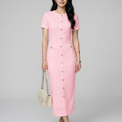 ALYA crew neck midi dress in pink