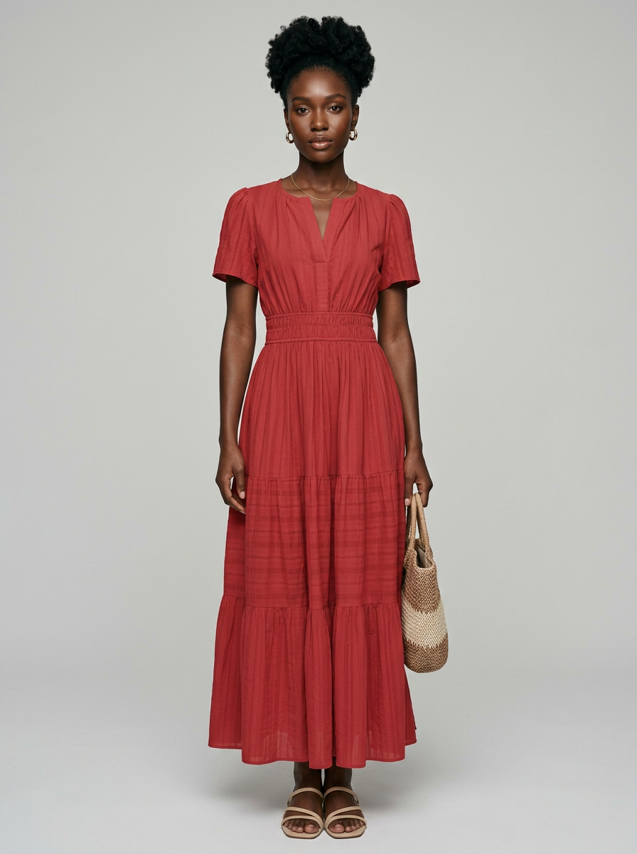 AZALEA boho summer dress in red