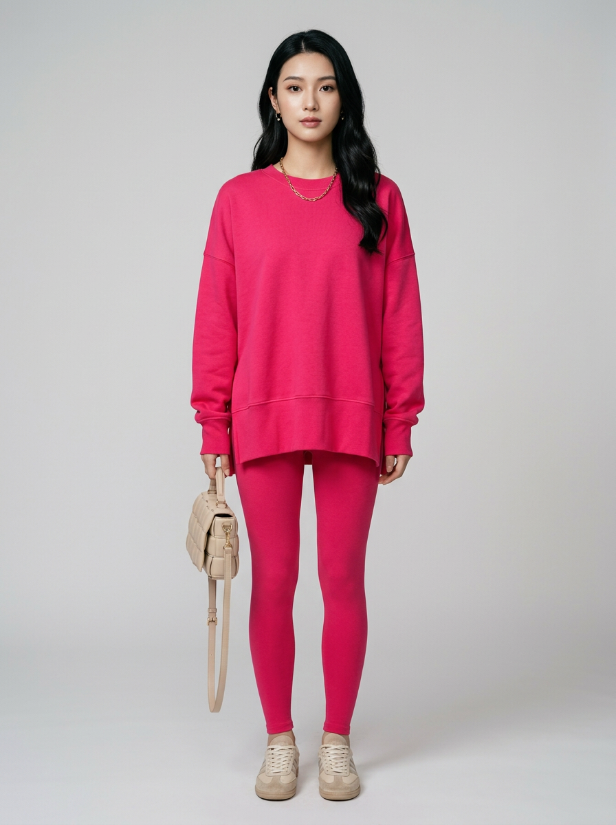 CATCHY long sleeve sweatshirt and pants set in red
