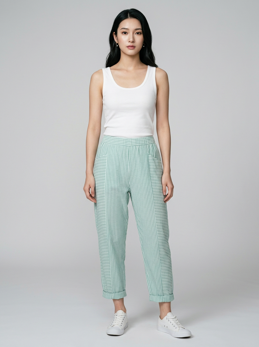 Green FLORIANE boho stripe pants