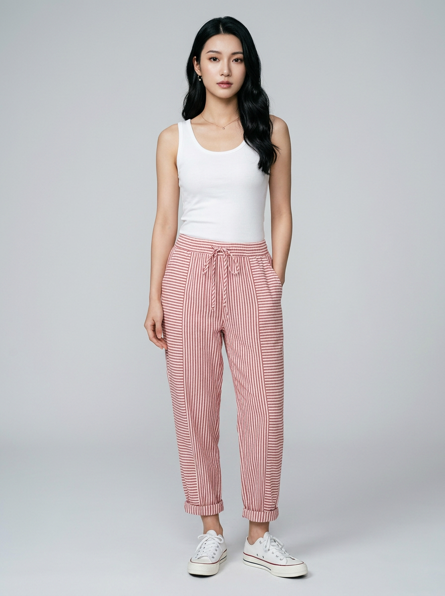 Red FLORIANE boho stripe pants
