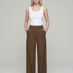 Coffee CHARMIE high-waist straight-leg pants