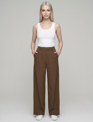 Coffee CHARMIE high-waist straight-leg pants