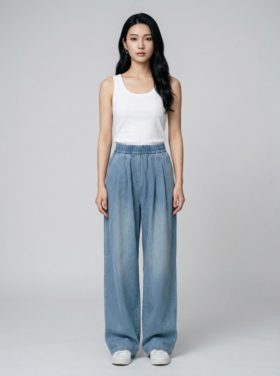 Retro Blue (Regular) ZINNA high-waist wide flow pants