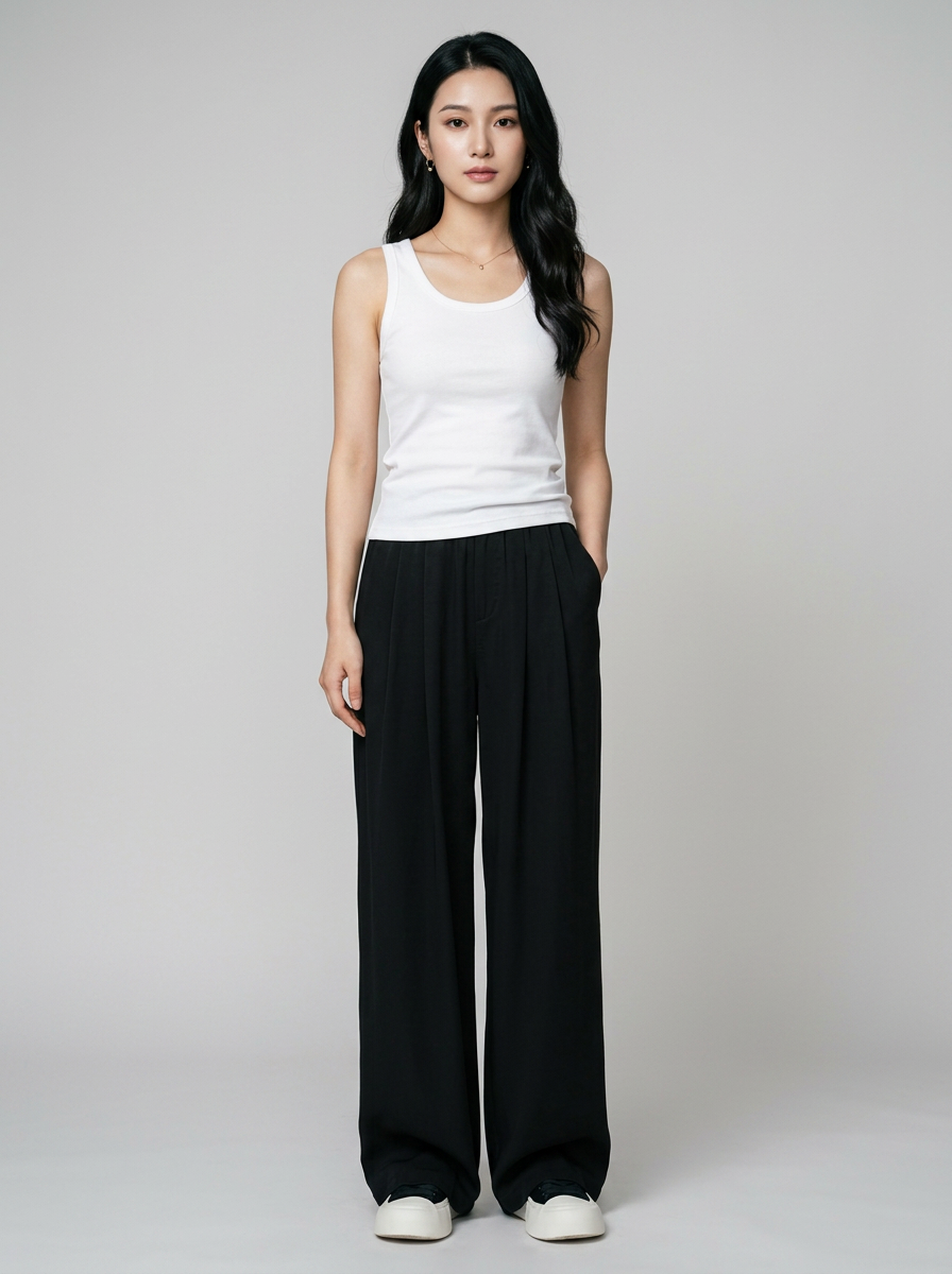 Black (Regular) ZINNA high-waist wide flow pants