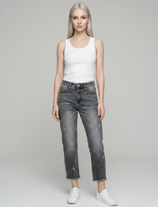 ANASTASIA Retro Straight Leg Jeans in Grey
