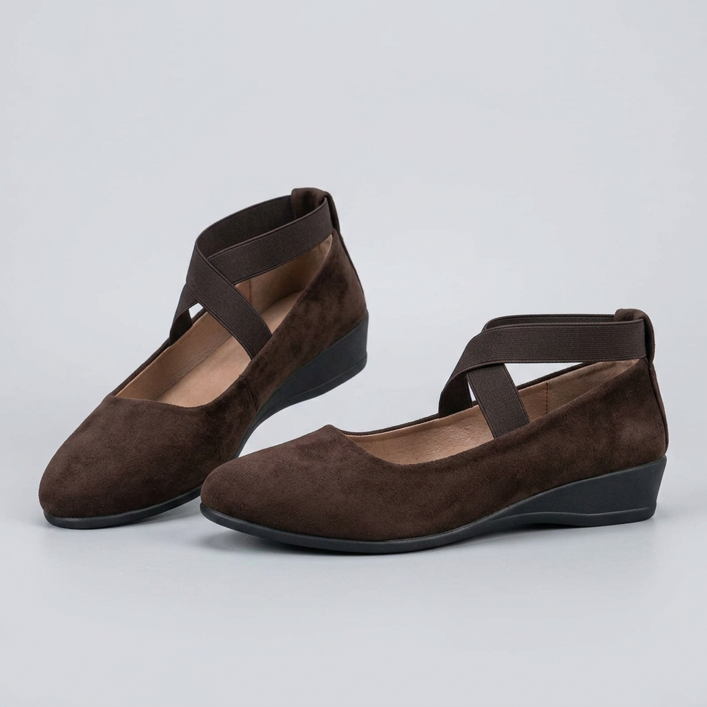 MARA Comfy Closed Wedge Slip-On Shoes in Brown
