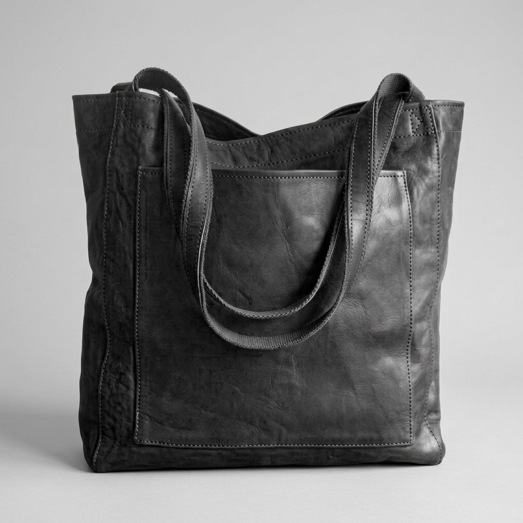 PAMELA Classic Leather Tote in Black