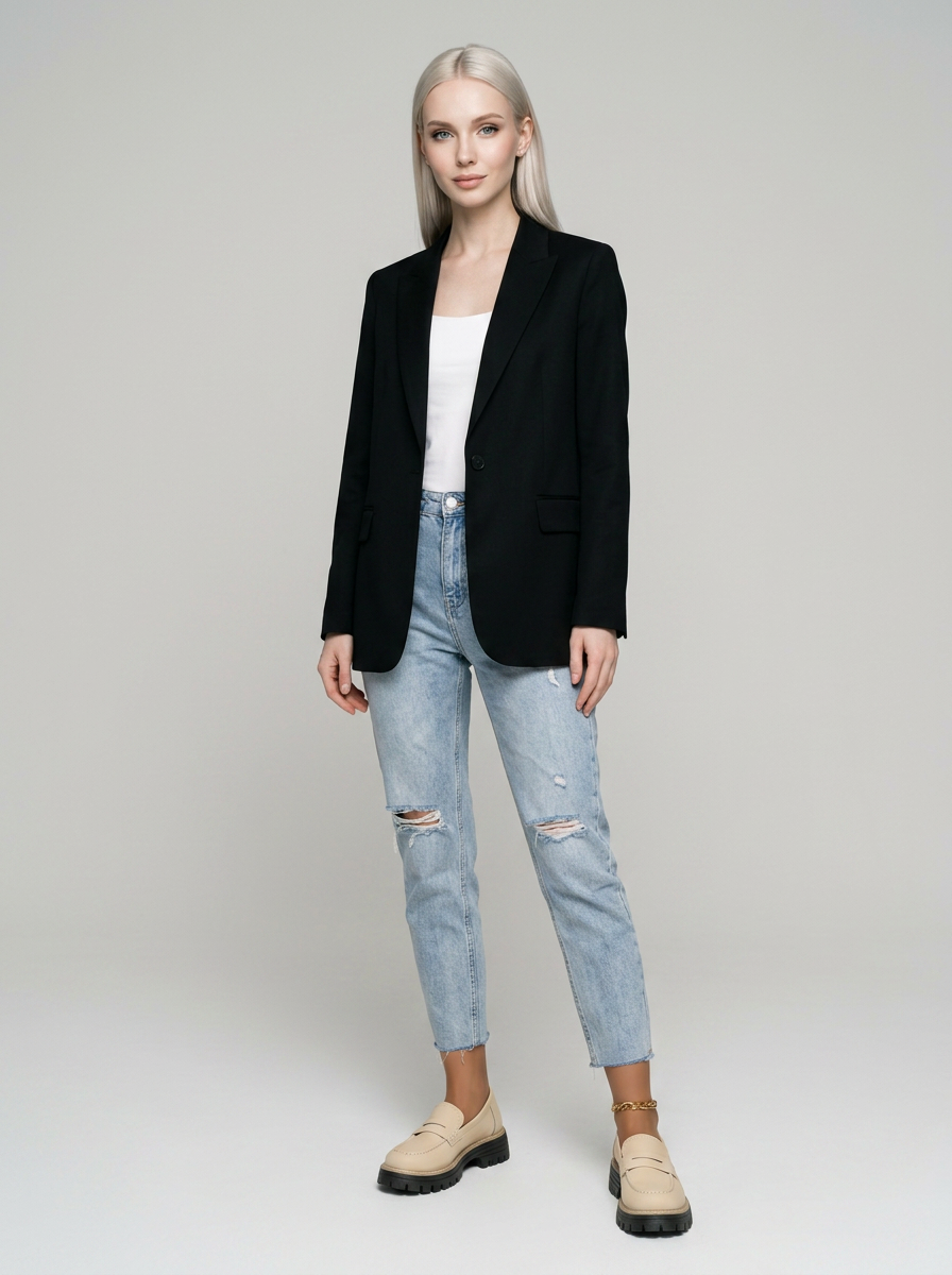 LIYA - Classic Comfortable Slip On Breathable Loafers - White - with model