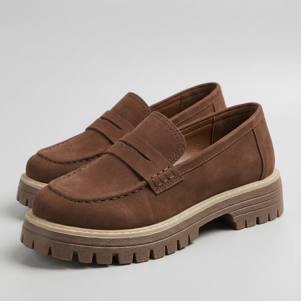 LIYA Classic Slip-On Breathable Loafers in Brown