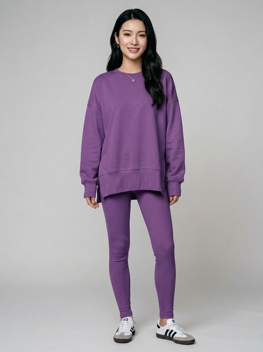 CATCHY long sleeve sweatshirt and pants set in purple