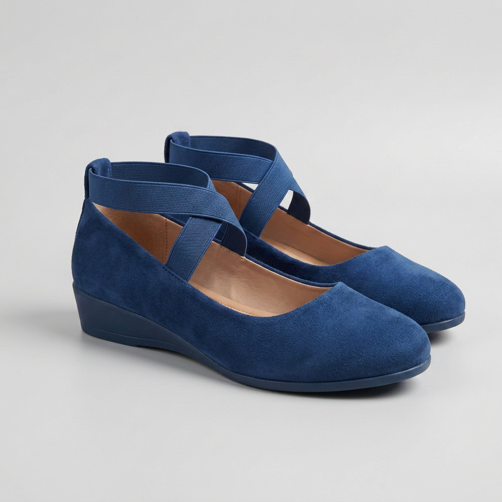 MARA Comfy Closed Wedge Slip-On Shoes in Blue
