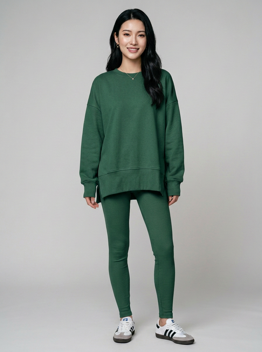 CATCHY long sleeve sweatshirt and pants set in green