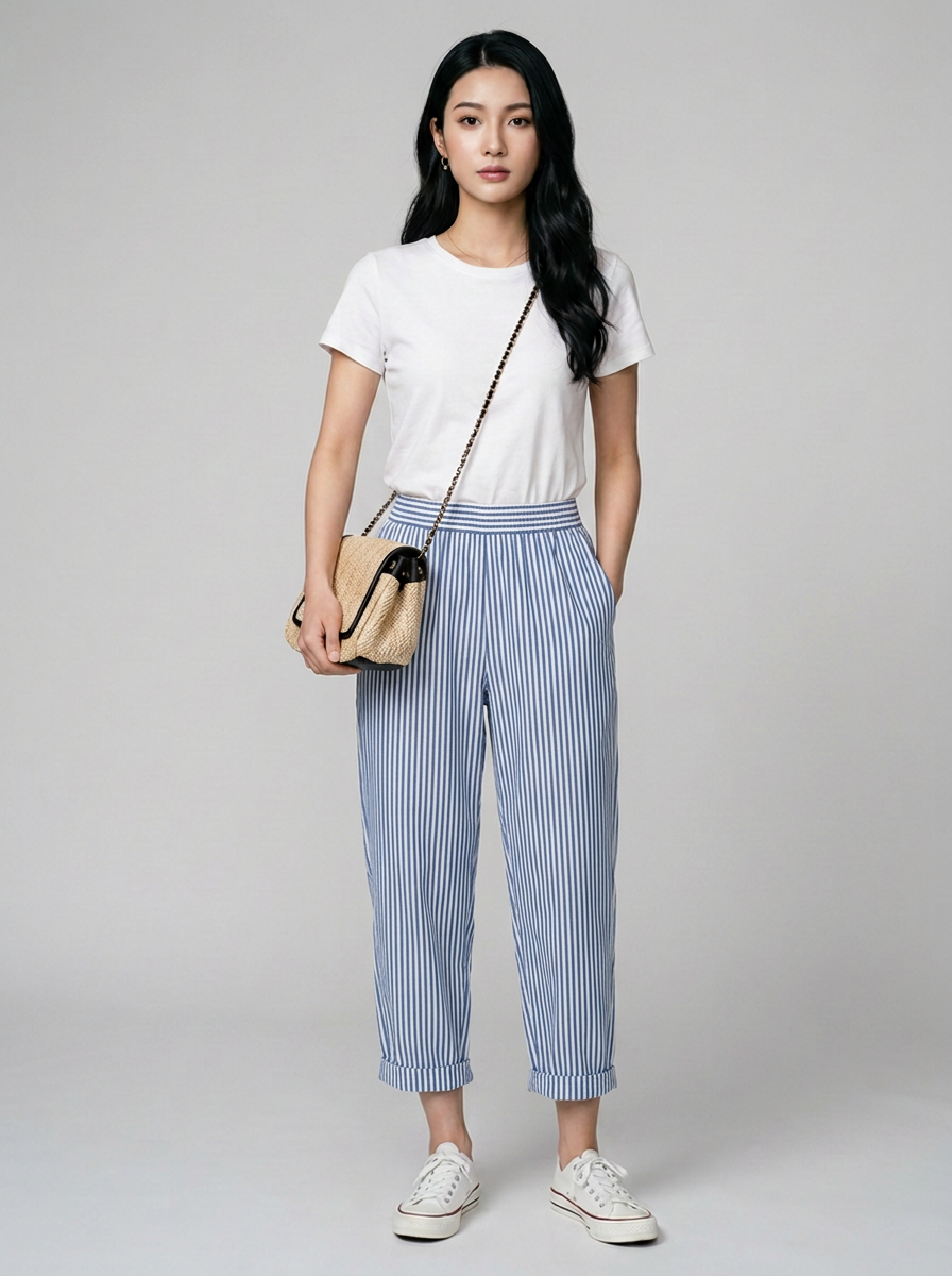 Blue FLORIANE boho stripe pants
