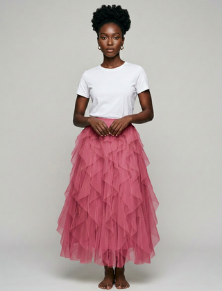 AZELITH | Elegant Relaxed Skirt in Dark Pink