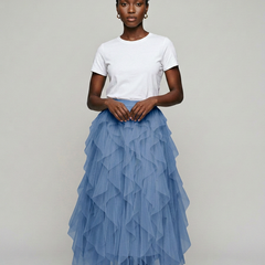 AZELITH | Elegant Relaxed Skirt in Blue