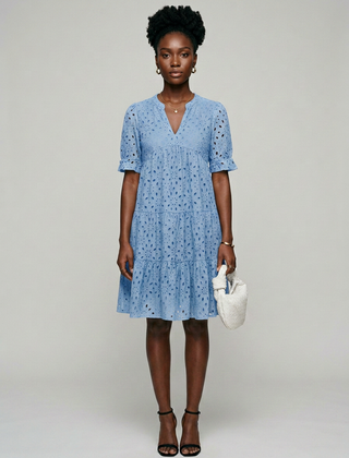 BELLE ruffle summer dress in light blue