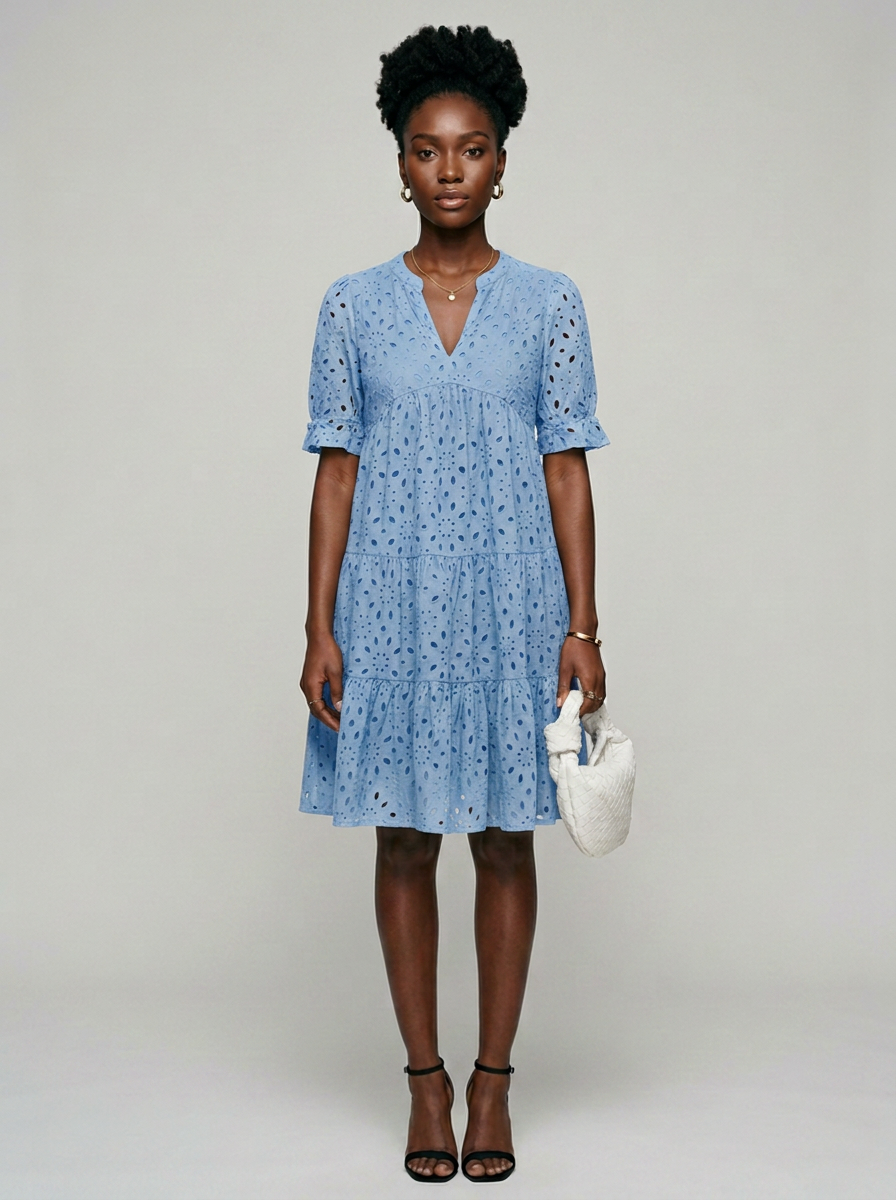 BELLE ruffle summer dress in light blue
