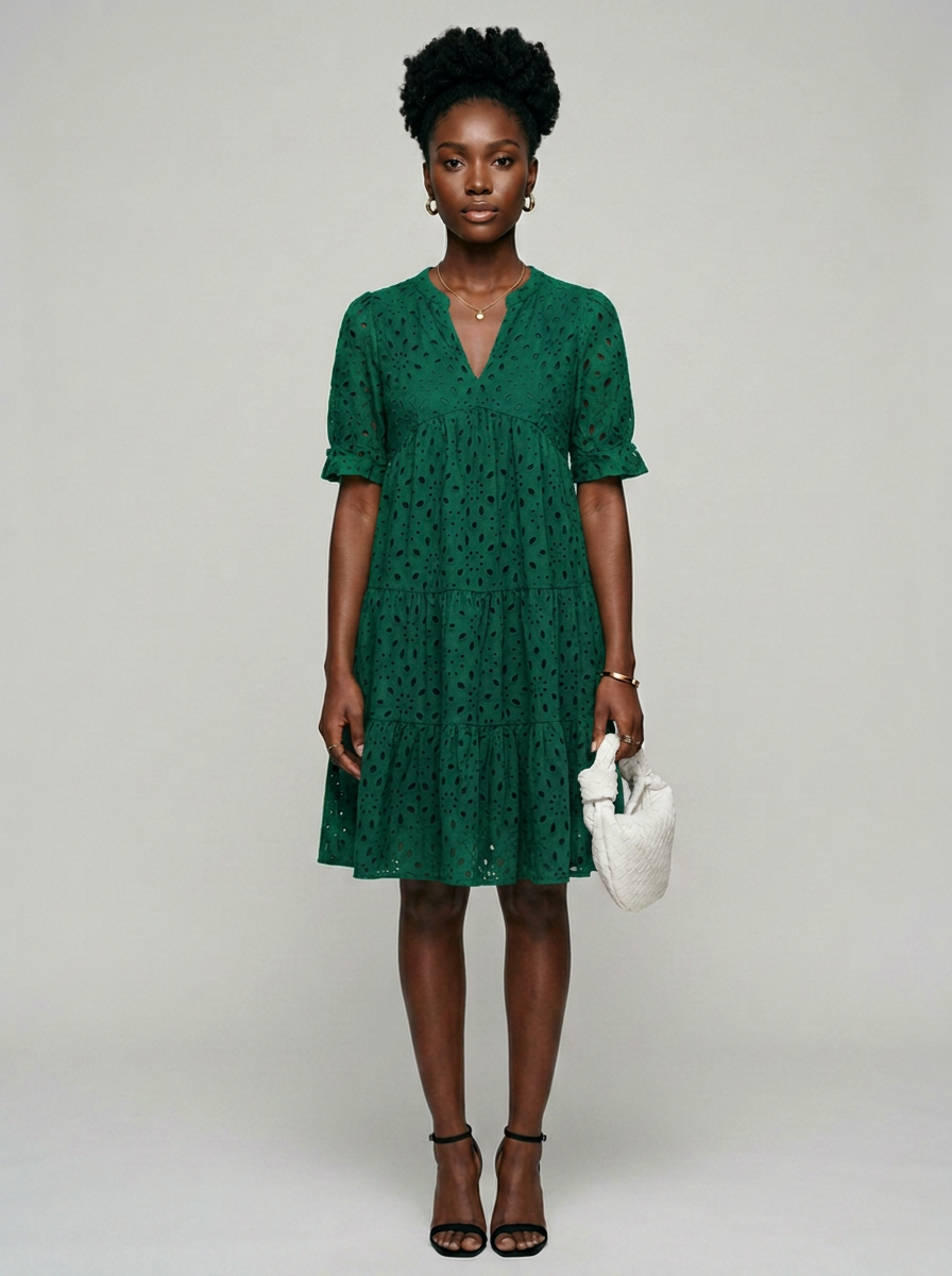 BELLE ruffle summer dress in emerald green