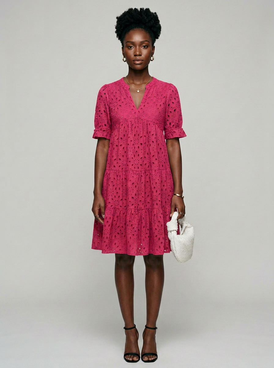 BELLE ruffle summer dress in deep pink