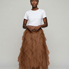 AZELITH | Elegant Relaxed Skirt in Brown