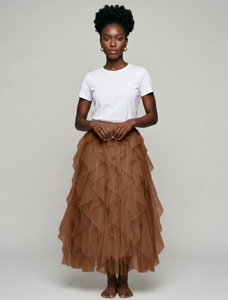 AZELITH | Elegant Relaxed Skirt in Brown