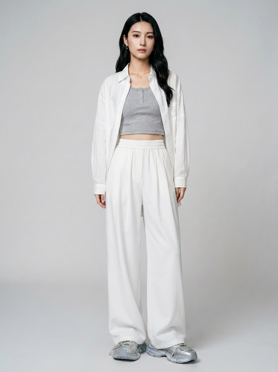 White (Regular) ZINNA high-waist wide flow pants