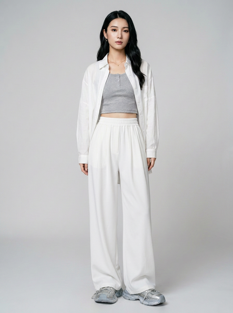 White (Tall) ZINNA high-waist wide flow pants