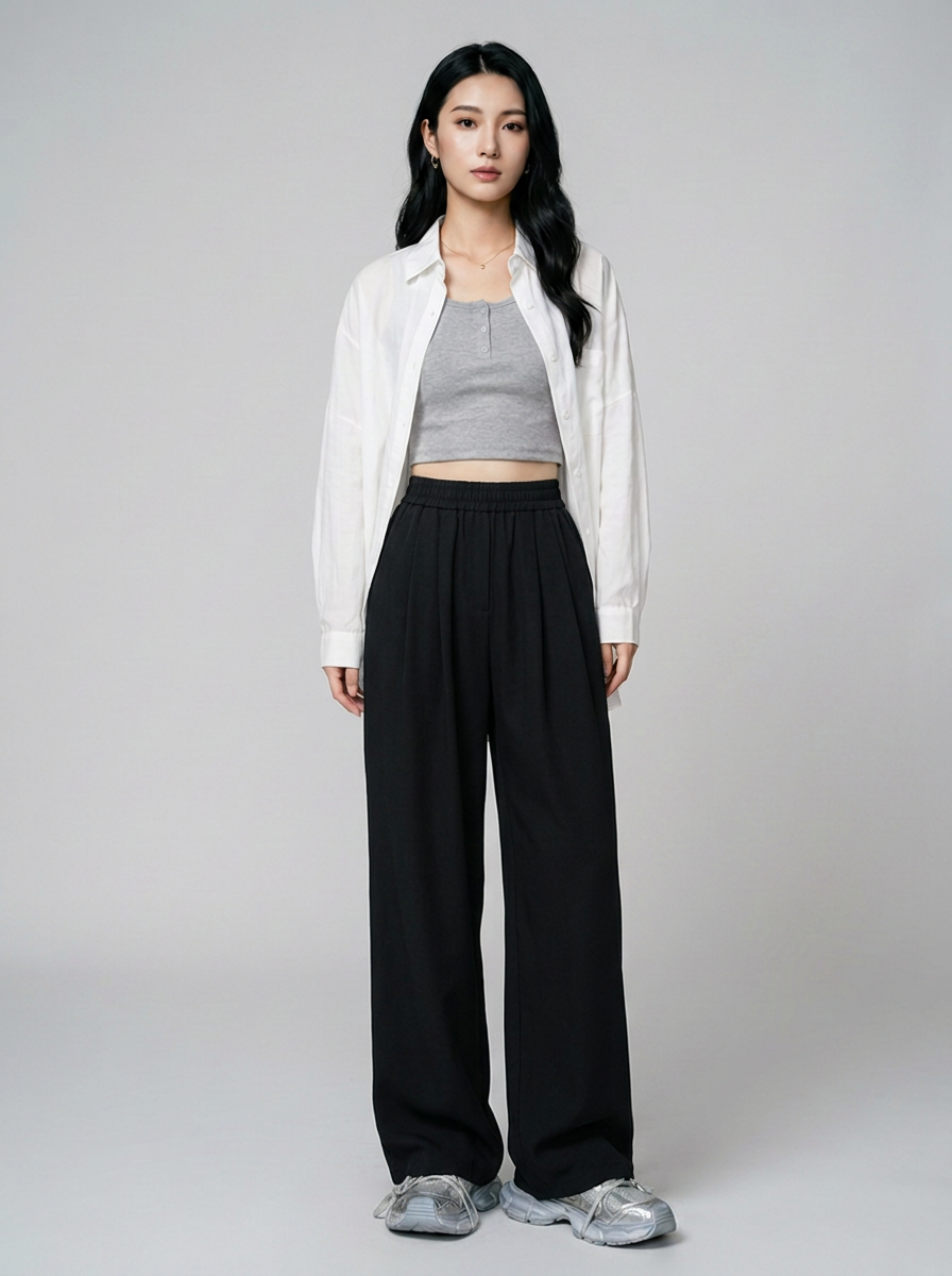Black (Tall) ZINNA high-waist wide flow pants
