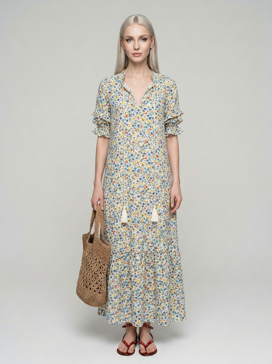 SUZY vintage-print summer dress in floral print