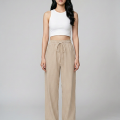 TAITE - Summer Striped Relaxed Fit Shorts in Beige