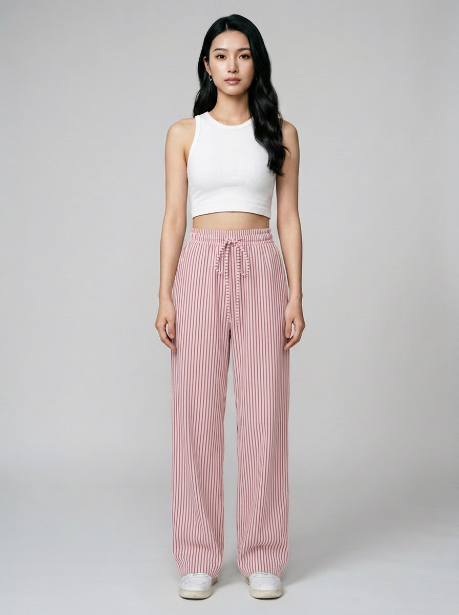 TAITE - Summer Striped Relaxed Fit Shorts in Pink