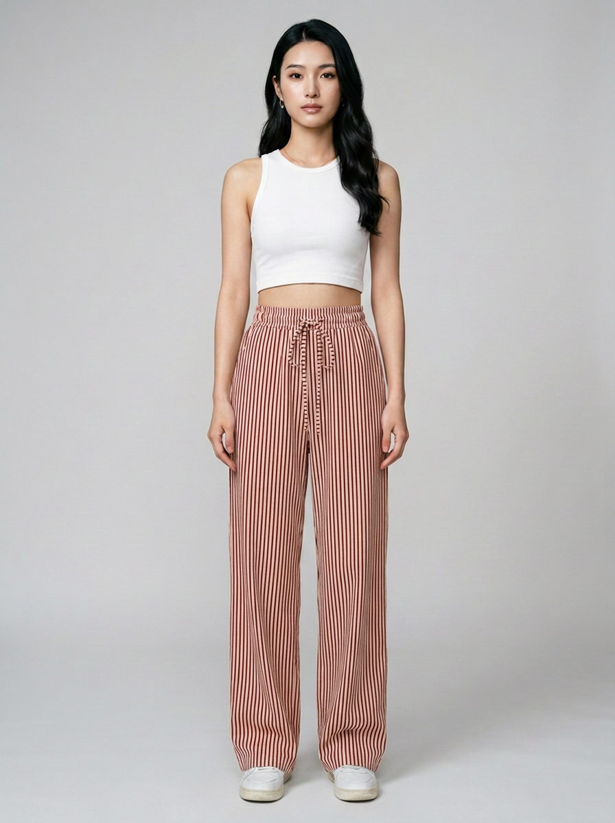 TAITE - Summer Striped Relaxed Fit Shorts in Red